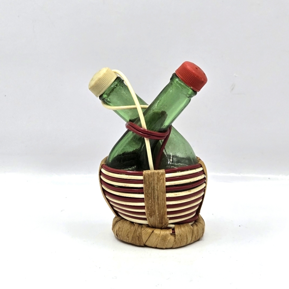 Salt And Pepper Green Glass Wine Bottle Shakers.  UCAGCO Made In Italy